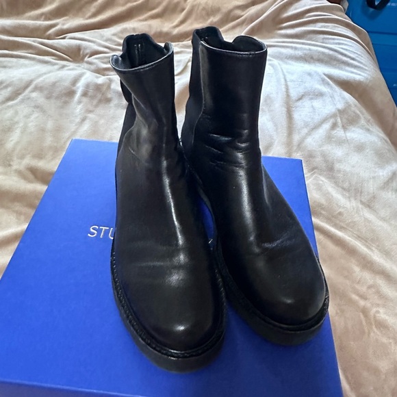 Stuart Weitzman 5050 Lift Bootie Black Leather Boots 7.5 NIB - Picture 2 of 6